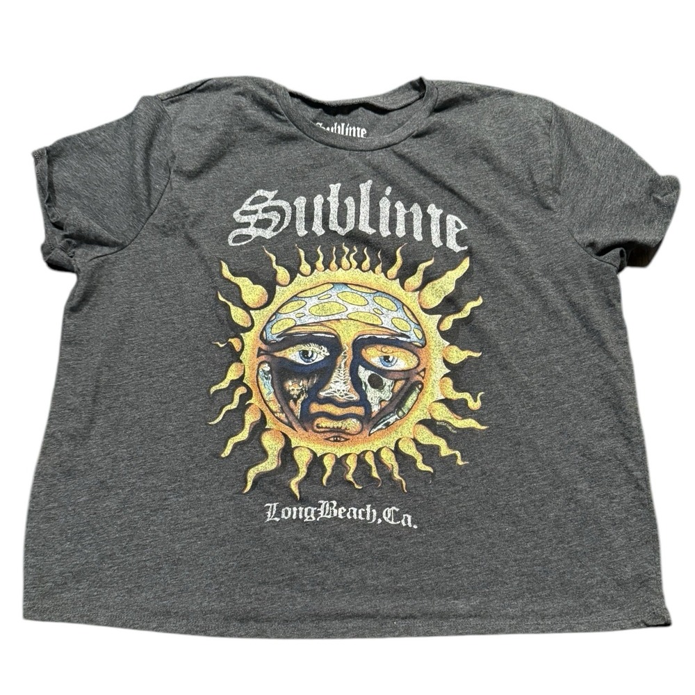 Sublime Women's Sun Long Beach CA T-Shirt S/S Gray XL Crew Neck Cotton Blend